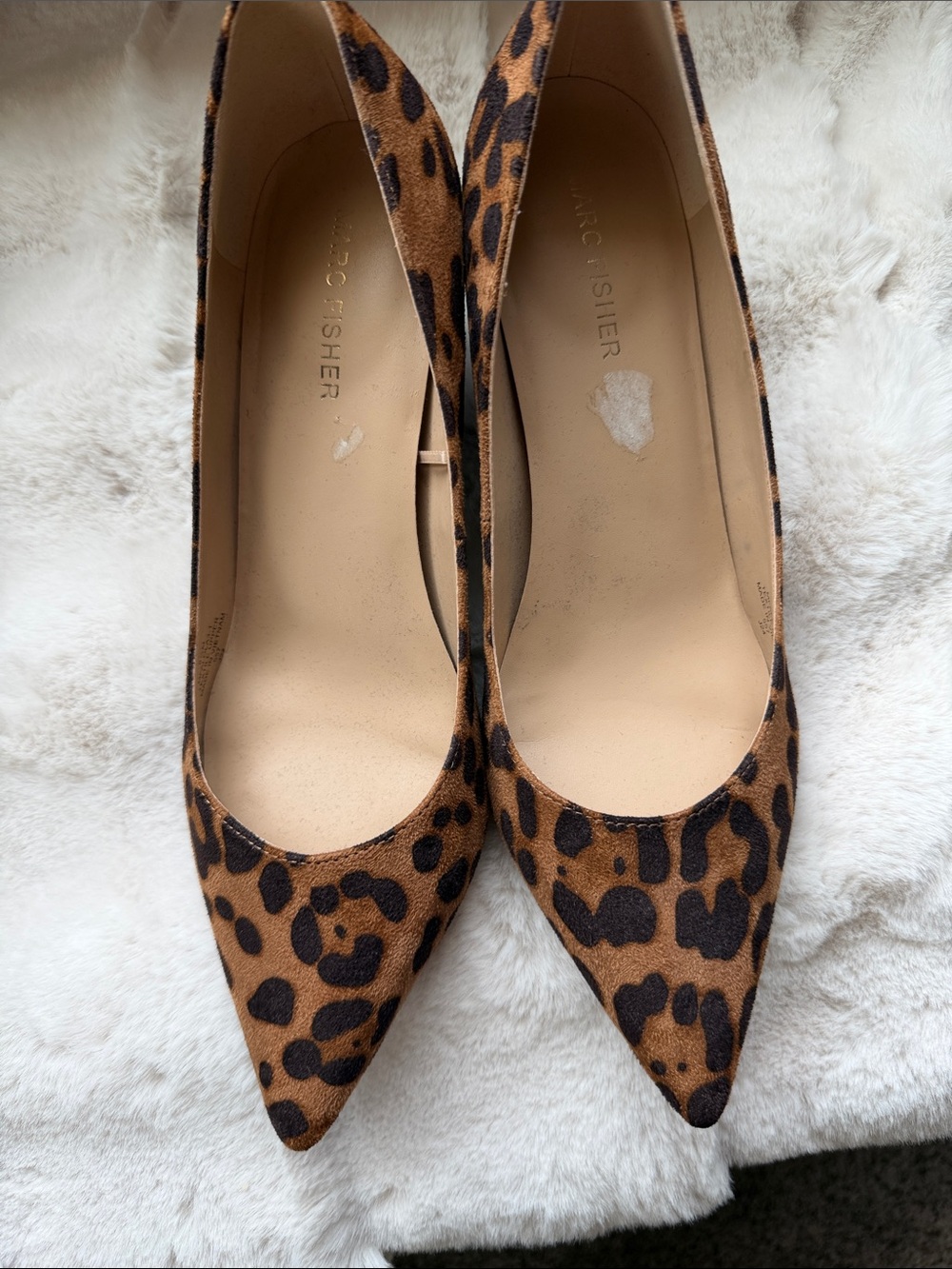 Marc Fisher Leopard Print Pointed Toe Pumps - Brown/Black - Size: 8.5M